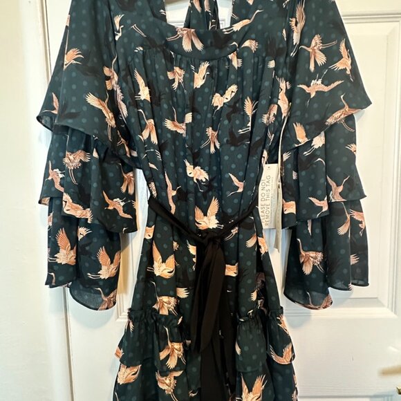 NWT Large Bohemian Happy Nature Teal Knee Length Dress - Picture 1 of 7